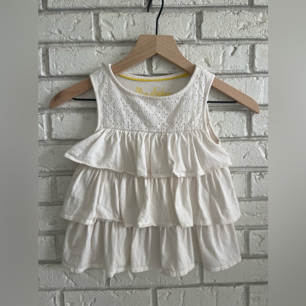 Mini Boden Ivory Eyelet Tiered Top